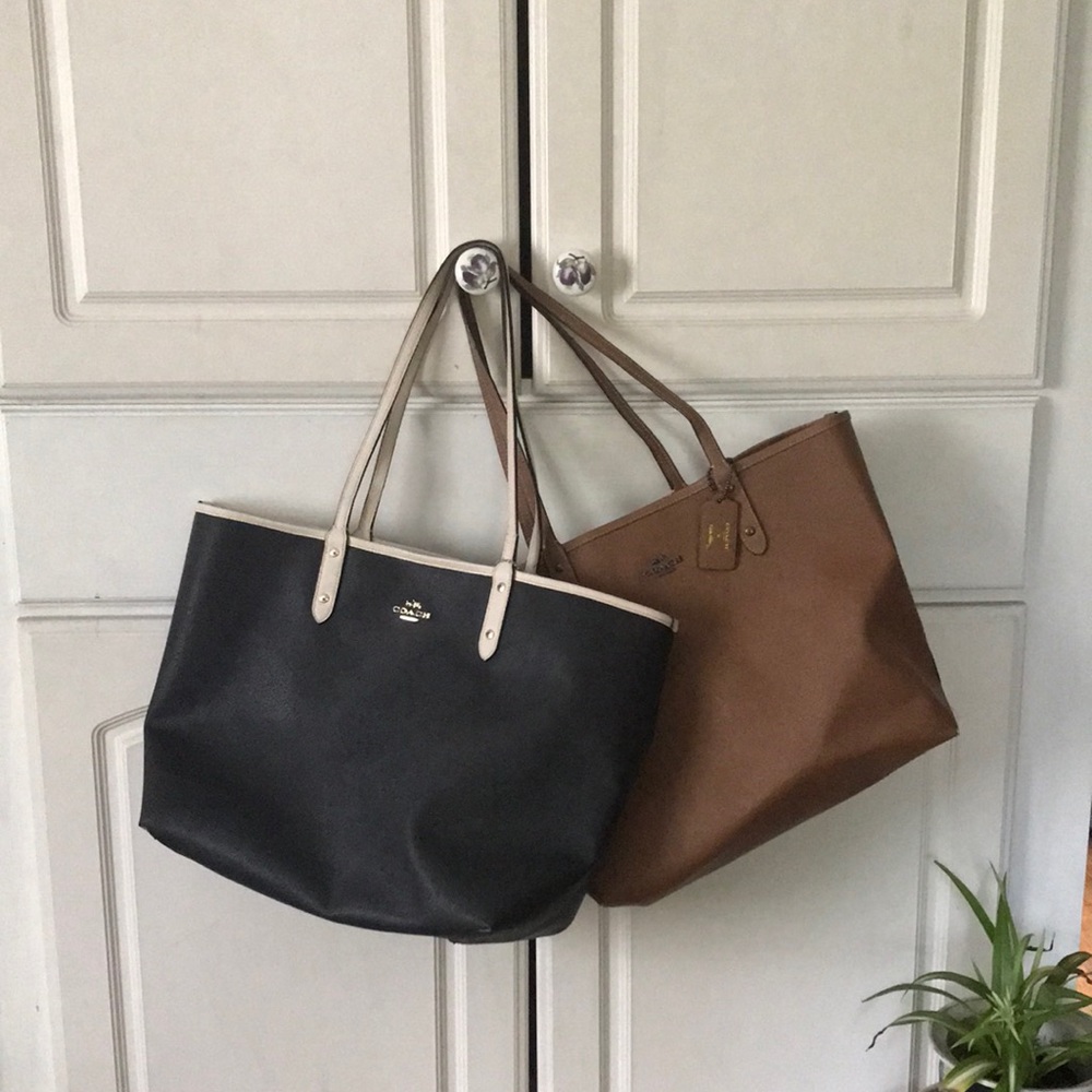 Lot of 2 Coach reversible totes. EUC.